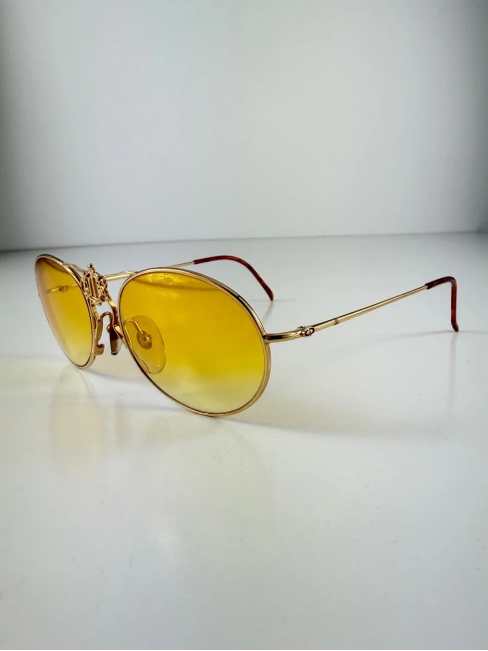 Dior 2640 Royal Crest DeadStock 80s Wire Aviator Custom Sunglasses Lens Full Set